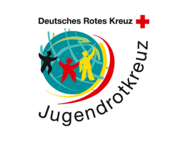 Man sieht das Logo des Jugendrotkreuz vom DRK.