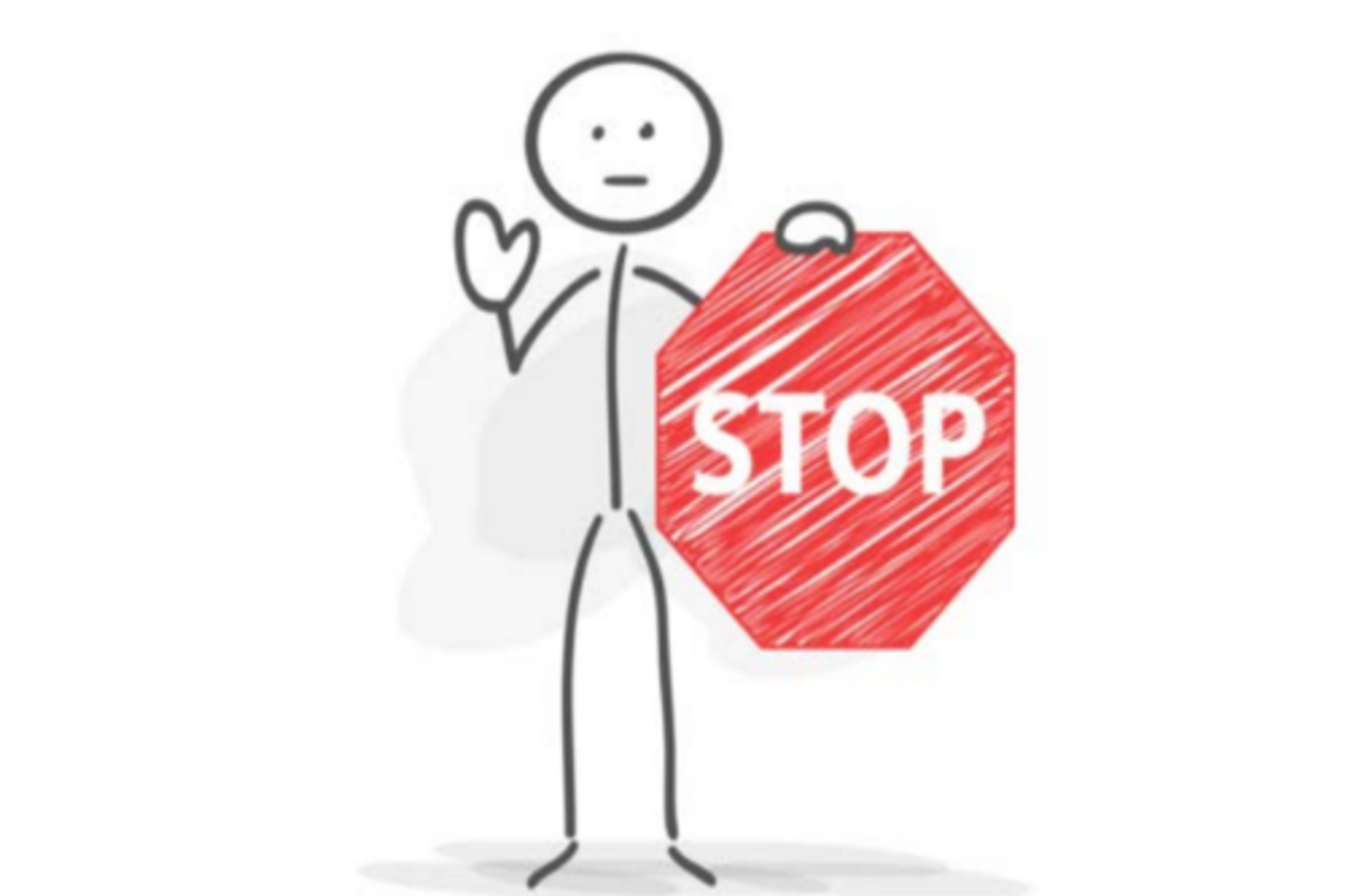 Auf dem Bild sieht man ein Strichmännchen mit einem Stoppschild. Dieses steht sinnbildlich für die Prävention vor Gewalt.