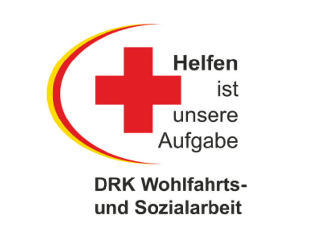 Man sieht das Logo der DRK Wohlfahrt- und Sozialarbeit.